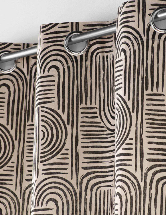 Rideau imprimé graphique art déco (écru / noir)