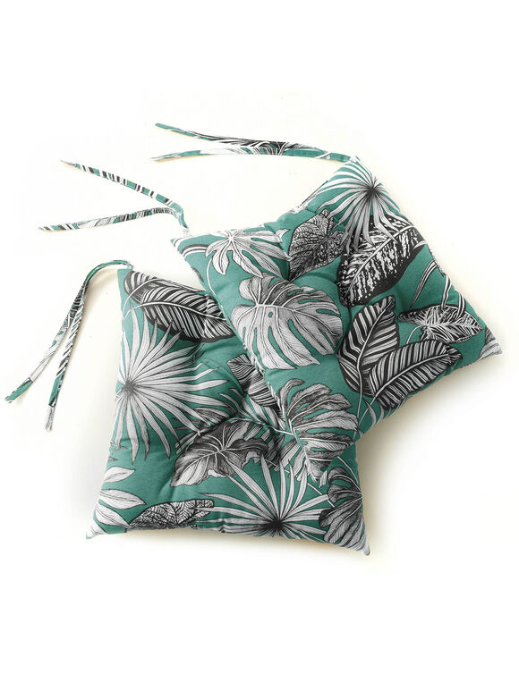 Stoelkussentje met tropische print - set van 2 (groen)
