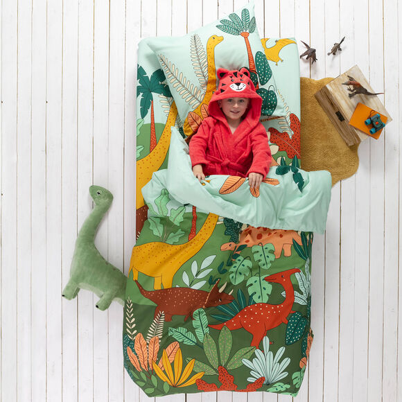 Bedlinnen voor kinderen Jurassi, in katoen - dinosaurusprint (groen)