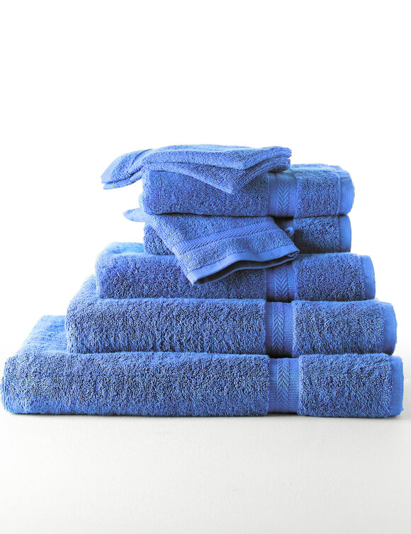 Collectie effen handdoeken 420 g/m2 met zacht comfort (felblauw)