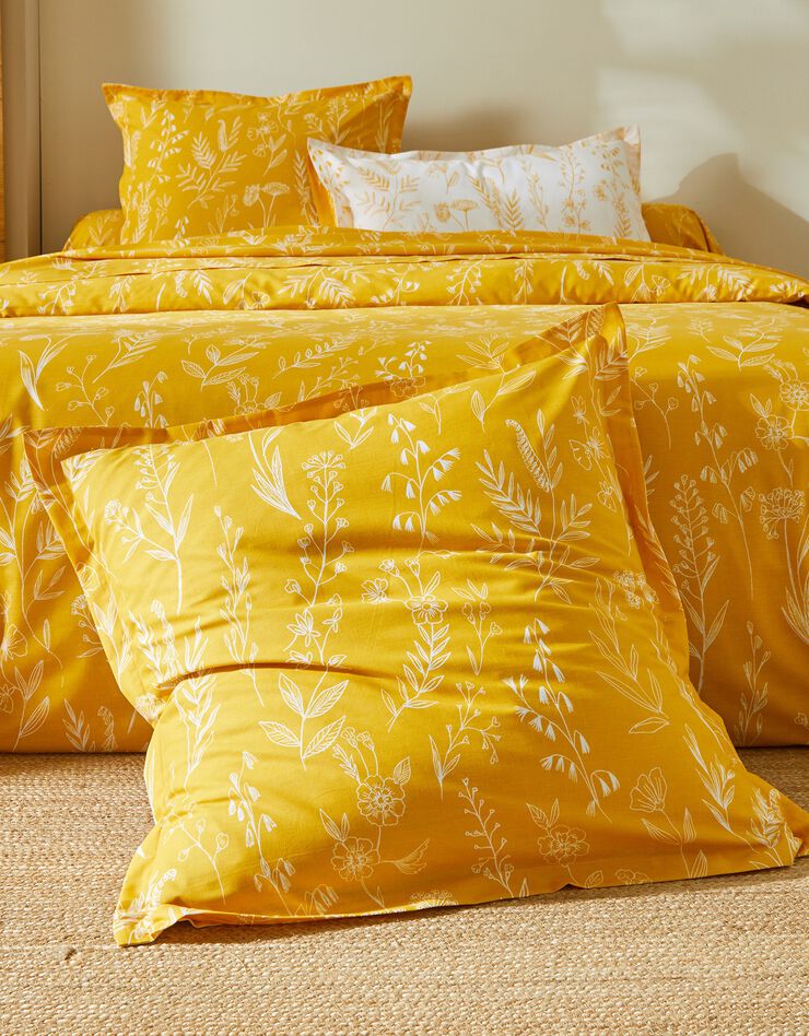 Linge de lit Alessia en coton imprimé fleuri (jaune)