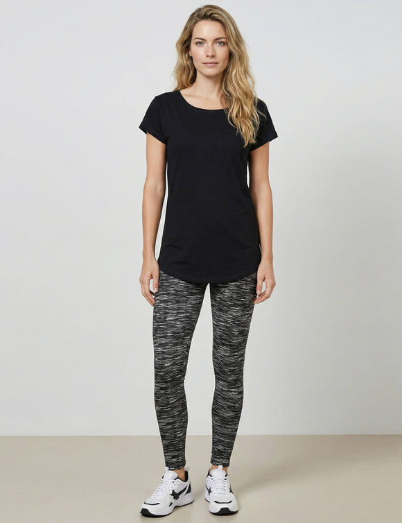 T-shirt col rond, manches courtes (noir)
