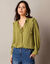 Effen bloes met strookdetails, crepon (groen)