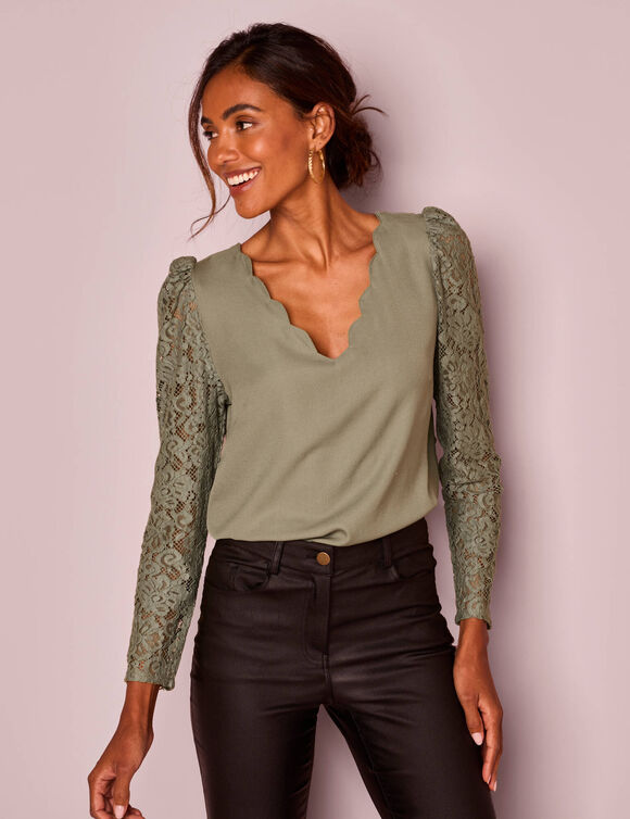 Bloes met festonrand achter (bronskleur)