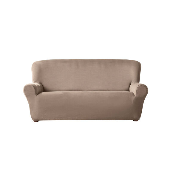 Housse extensible unie canapé fauteuil accoudoirs (taupe)