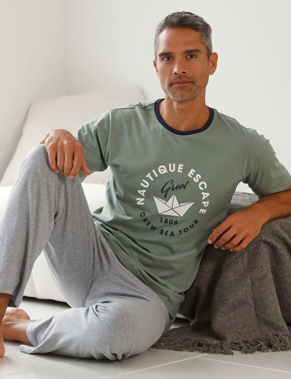 T-shirt pyjama imprimé manches courtes (vert)