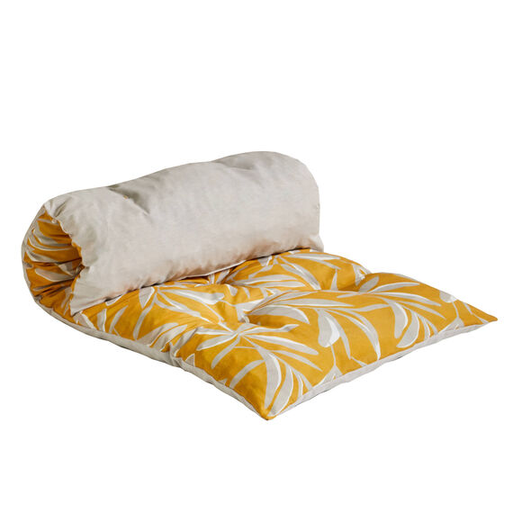 Long coussin de sol imprim&eacute; feuillage (miel)