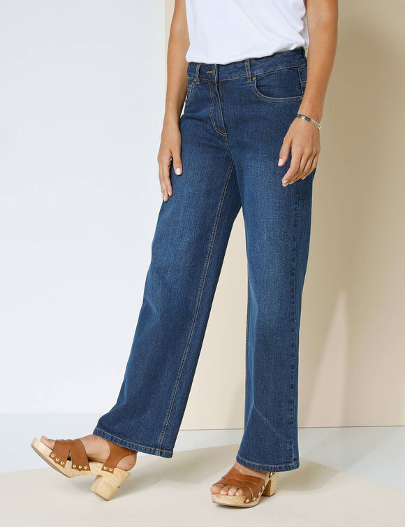 Jean coupe large stretch, petite stature (dark blue)