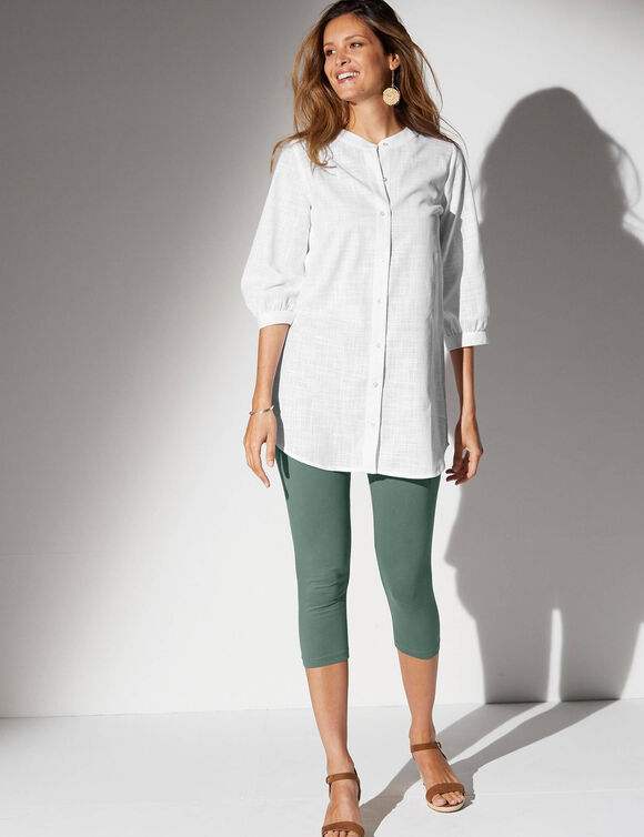 Legging 3/4 uni - lot de 2 (vert grisé / blanc)