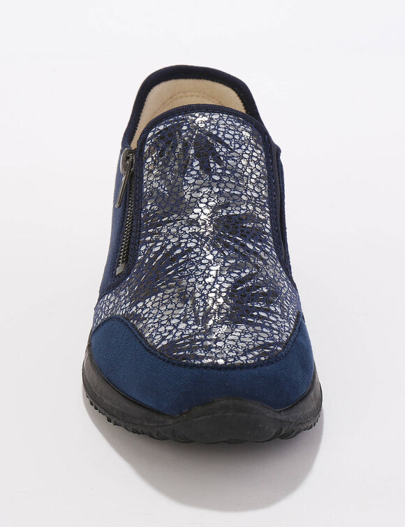 Sneakers met ritssluiting, speciaal voor gevoelige voeten, van rekbaar materiaal (marine)