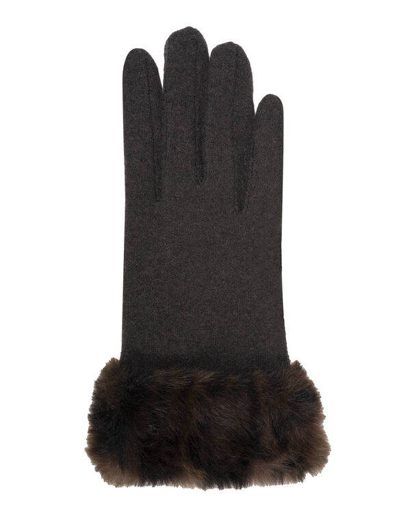 Touchscreenwashandjes met gevoerde polsen (bruin / zwart)