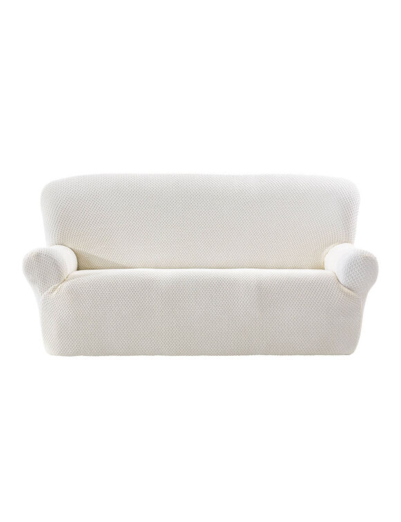 Housse textur&eacute;e bi-extensible sp&eacute;ciale canap&eacute; fauteuil &agrave; accoudoirs (&eacute;cru)