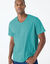 T-shirt met V-hals en korte mouwen - set van 3 (aqua + watergroen + bruin)