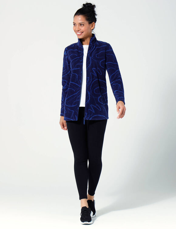 Veste polaire zippée imprimée manches longues (marine)