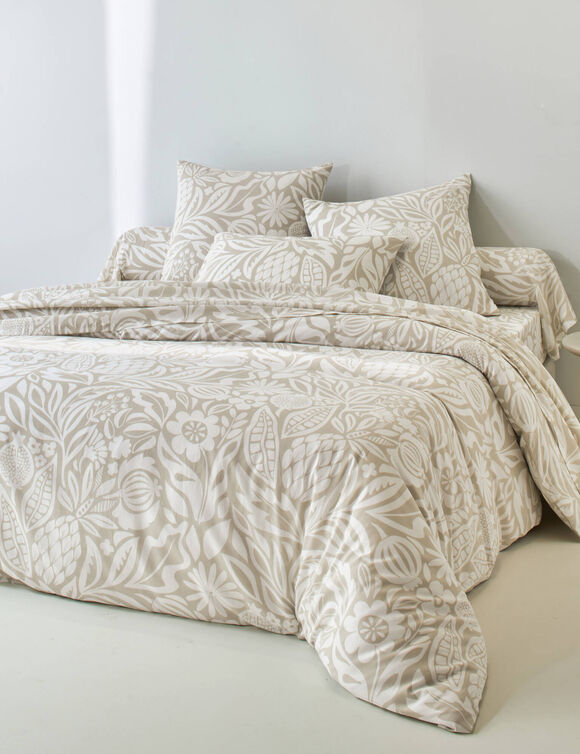 Linge de lit Montego en coton imprim&eacute;  (beige)