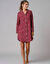 Nachtjapon van fleece in nachthemdmodel met bedrukte harten (kersenrood)