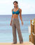 Rechte broek in effen crepon (taupe)