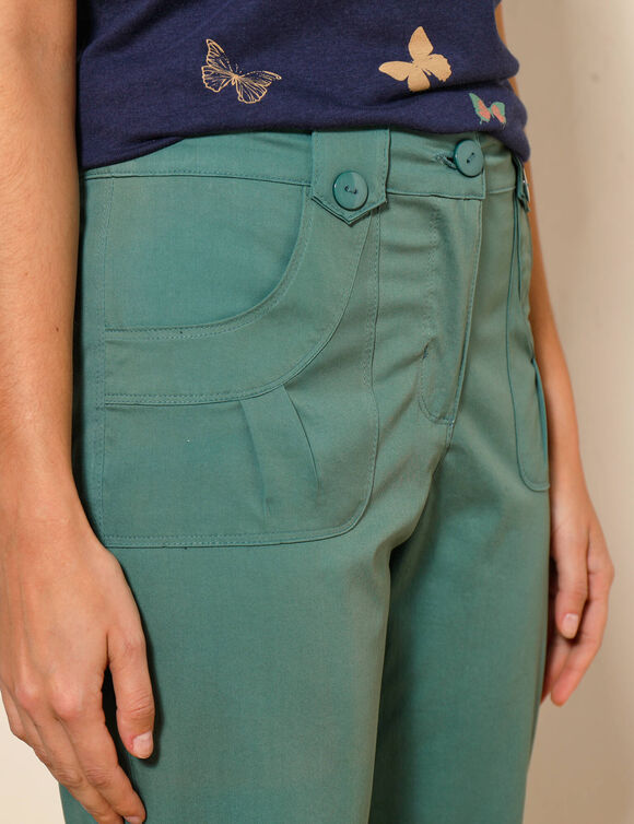 Pantacourt droit stretch (kaki foncé)