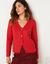 Vest met V-hals, knoopsluiting en asymmetrische onderkant (rood)