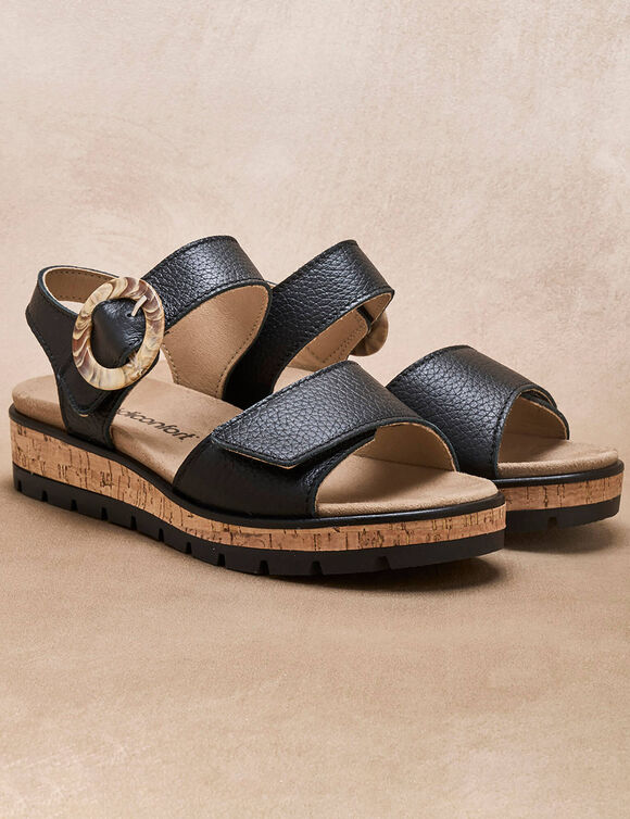 Sandalen met scratchriempjes, comfortabele breedte (zwart)