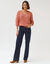 Ruime, rechte jeans, hoge taille, kleine lengte (raw)
