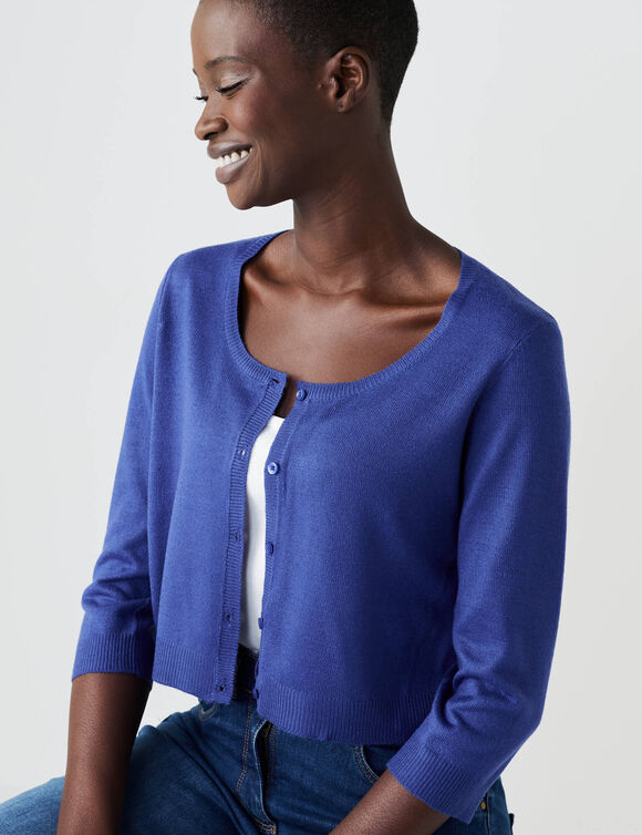 Gilet boléro boutonné, toucher doux (bleu dur)