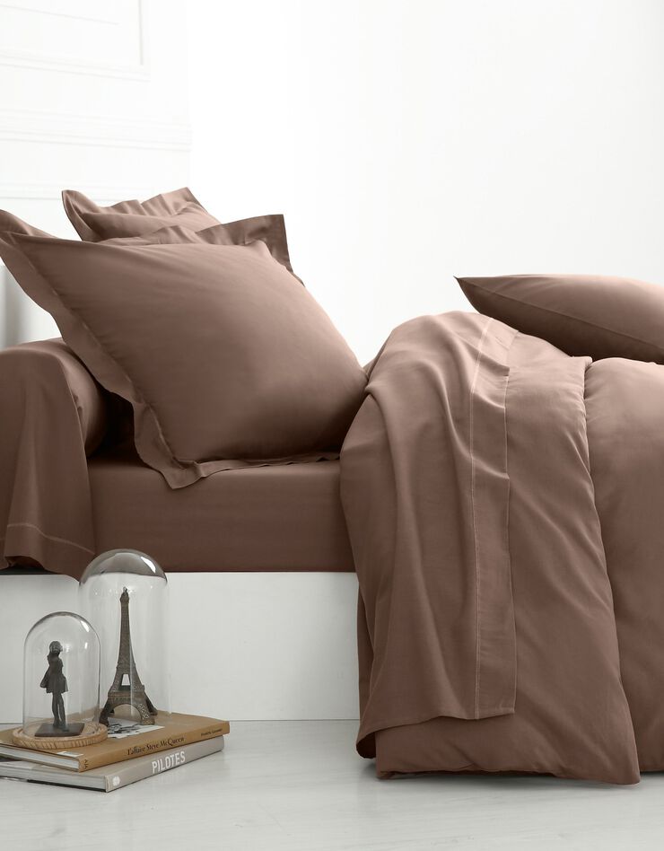 Linge de lit uni coton (taupe)