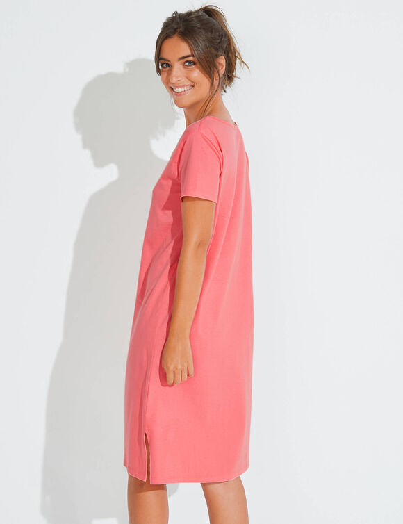 Chemise de nuit courte imprimée fleurs (corail)