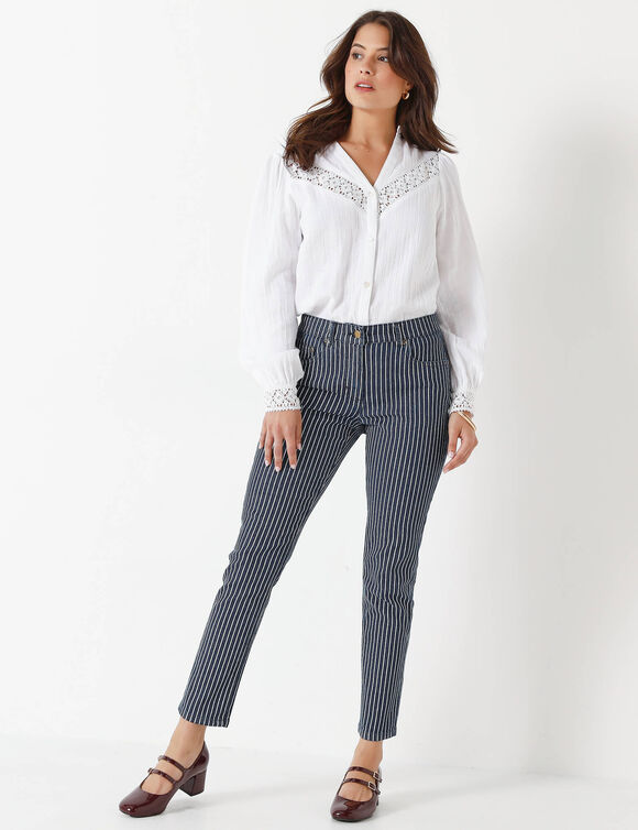 Jean 7/8ème rayé (dark blue)