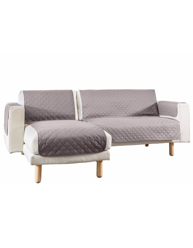 Protège-méridienne réversible microfibre matelassée (taupe)