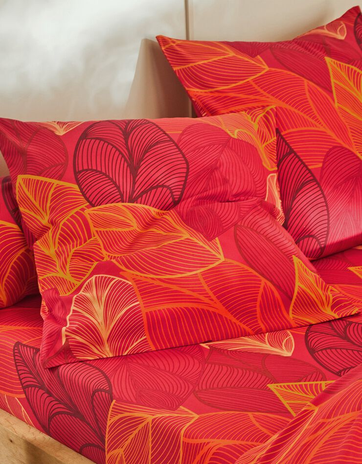 Linge de lit Elsa en polycoton à motifs feuilles, rouge Linge de lit Elsa en polycoton à motifs feuilles, rouge, hi-res image number 3