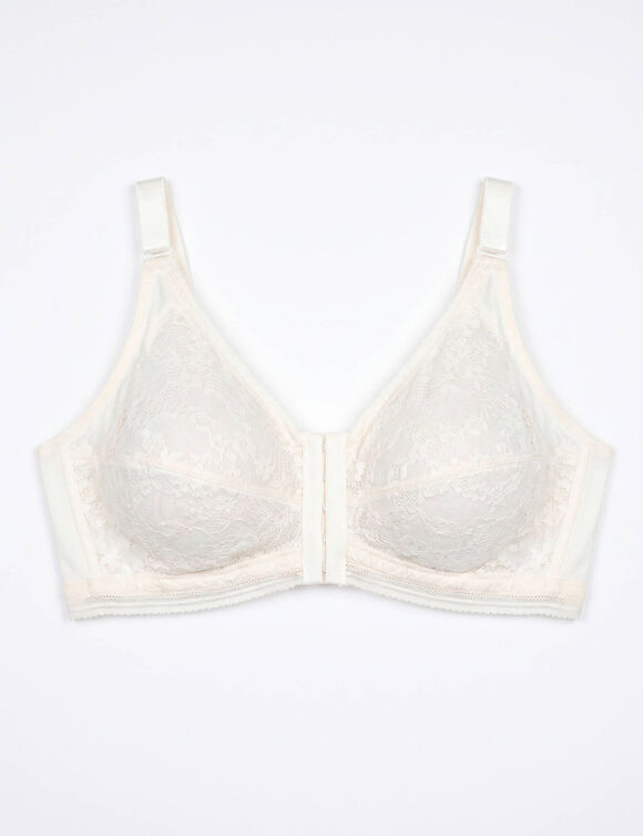 Soutien-gorge grand maintien ouvert devant, sp&eacute;cial "poitrine lourde" -  sans armatures (ivoire)