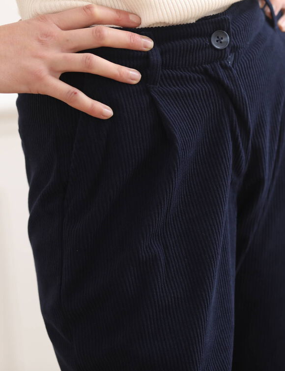 Pantalon 7/8&egrave;me, velours (marine)