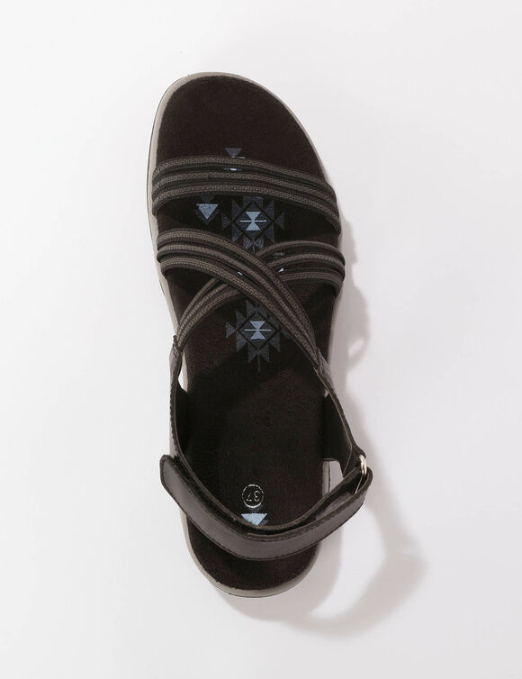 Sandales de marche brides &eacute;lastiqu&eacute;es et scratch&eacute;es (noir)
