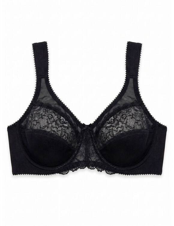 Soutien-gorge minimiseur dentelle tulle - avec armatures (noir)