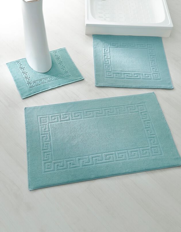 Tapis de bain éponge liteau motif frise grecque (vert d'eau)