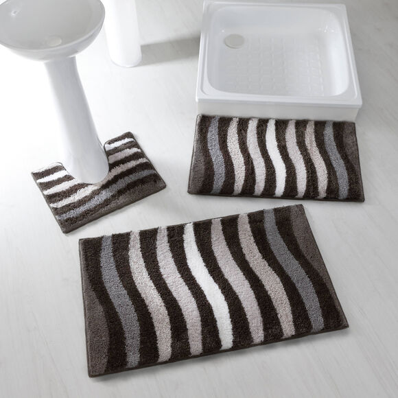 Tapis de bain zèbre très moelleux (gris)