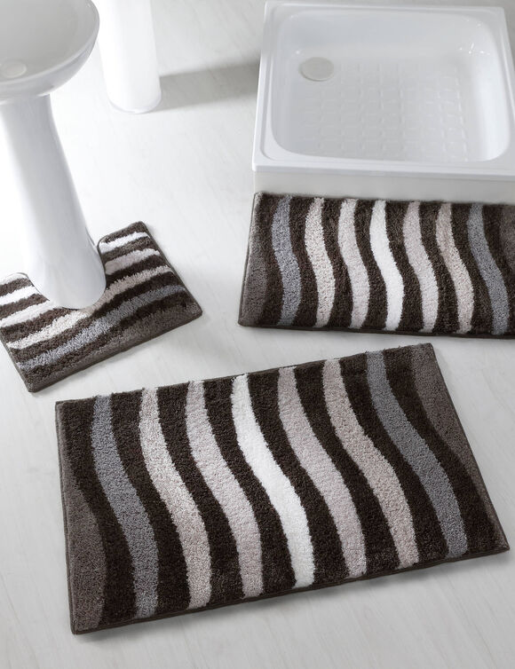 Tapis de bain zèbre très moelleux (gris)