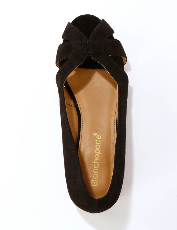 Ballerines &agrave; bout ouvert en cuir (noir)