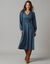 Effen jurk met lange mouwen, strookdetails (blauwgrijs)