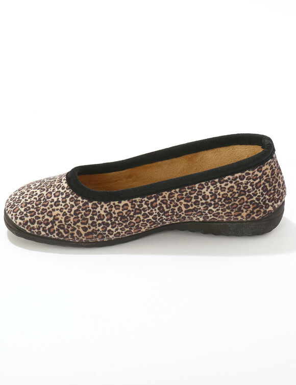 Chaussons ballerines imprimé léopard (marron)
