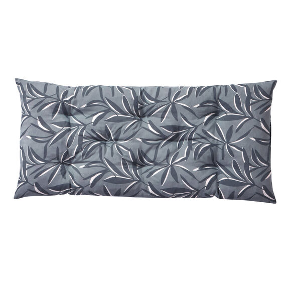 Long coussin de sol imprimé feuillage (gris)