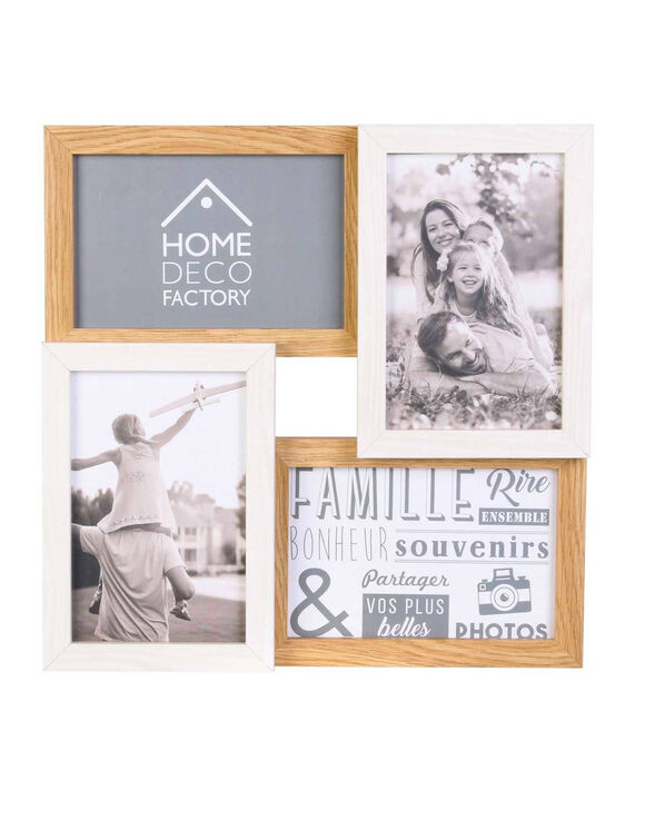 Collagekader voor 4 foto's in hout en wit (BRUIN/WIT)
