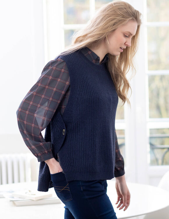 Pull sans manches, forme boite (marine)