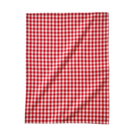 Torchon carreaux coton tiss&eacute; teint - lot de 3 (rouge)