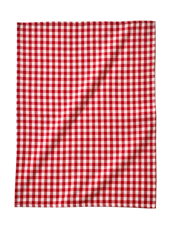 Torchon carreaux coton tiss&eacute; teint - lot de 3 (rouge)
