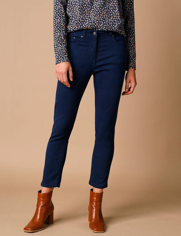 Pantalon 7/8ème fuselé stretch uni (marine)