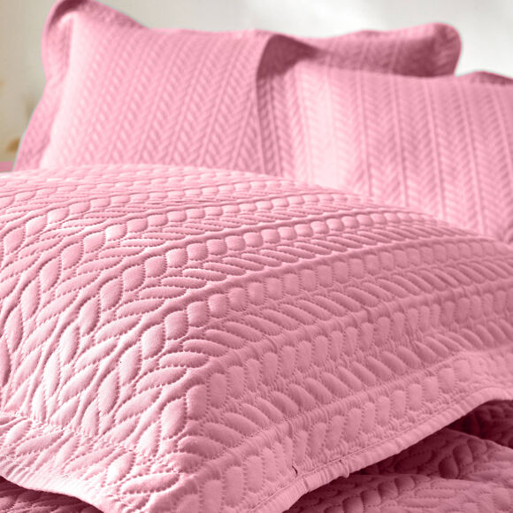Couvre-lit matelassé microfibre motif géométrique (bois de rose)