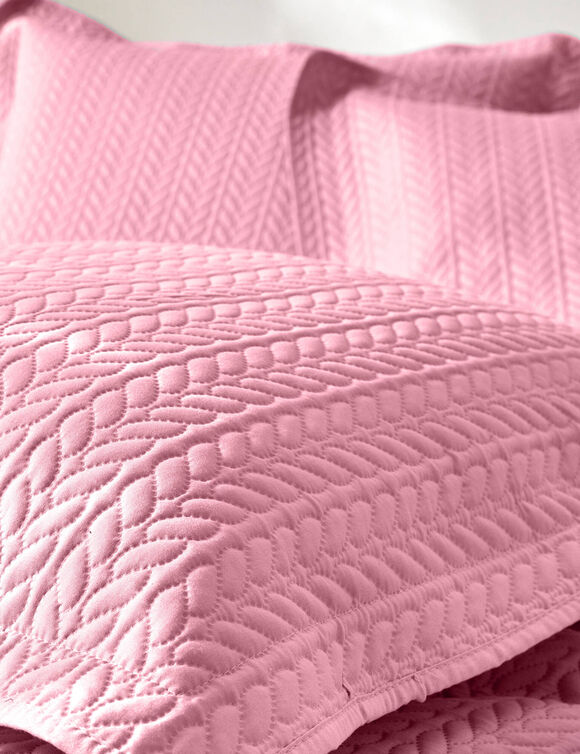 Couvre-lit matelassé microfibre motif géométrique (bois de rose)