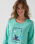 Chemise de nuit longue manches longues motif «fenêtre» (vert d'eau)